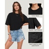 image:imageMANGOPOP Half Sleeve Oversized Tops for Women Crew Neck Loose Fit Casual Summer Trendy Back Seams T Shirt Tops 2026Black