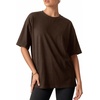 image:imageMANGOPOP Half Sleeve Oversized Tops for Women Crew Neck Loose Fit Casual Summer Trendy Back Seams T Shirt Tops 2026Coffee