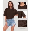 image:imageMANGOPOP Half Sleeve Oversized Tops for Women Crew Neck Loose Fit Casual Summer Trendy Back Seams T Shirt Tops 2026Coffee