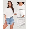 image:imageMANGOPOP Half Sleeve Oversized Tops for Women Crew Neck Loose Fit Casual Summer Trendy Back Seams T Shirt Tops 2026Creamy White