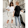 image:imageMANGOPOP Half Sleeve Oversized Tops for Women Crew Neck Loose Fit Casual Summer Trendy Back Seams T Shirt Tops 2026Creamy White