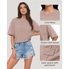 image:imageMANGOPOP Half Sleeve Oversized Tops for Women Crew Neck Loose Fit Casual Summer Trendy Back Seams T Shirt Tops 2026Light Grey