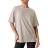 image:imageMANGOPOP Half Sleeve Oversized Tops for Women Crew Neck Loose Fit Casual Summer Trendy Back Seams T Shirt Tops 2026Light Grey