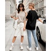 image:imageMANGOPOP Half Sleeve Oversized Tops for Women Crew Neck Loose Fit Casual Summer Trendy Back Seams T Shirt Tops 2026Light Grey