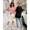 image:imageMANGOPOP Half Sleeve Oversized Tops for Women Crew Neck Loose Fit Casual Summer Trendy Back Seams T Shirt Tops 2026Pink