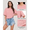 image:imageMANGOPOP Half Sleeve Oversized Tops for Women Crew Neck Loose Fit Casual Summer Trendy Back Seams T Shirt Tops 2026Pink