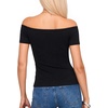 image:imageMANGOPOP Off The Shoulder Tops for Women Ruched Short Sleeve Going Out Shirt Cute Casual Basic Summer Outfits 2026Black