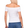 image:imageMANGOPOP Off The Shoulder Tops for Women Ruched Short Sleeve Going Out Shirt Cute Casual Basic Summer Outfits 2026Creamy White