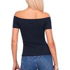 image:imageMANGOPOP Off The Shoulder Tops for Women Ruched Short Sleeve Going Out Shirt Cute Casual Basic Summer Outfits 2026Deep Blue