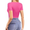 image:imageMANGOPOP Womens Double Lined Short Long Sleeve Tops V Neck T Shirts Fitted Basic TeeRose Pink