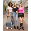 image:imageMANGOPOP Womens Scoop Neck Slim Fitted Short Sleeve Double Lined T Shirt Tight Basic Tops Y2K TeeBlush