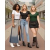 image:imageMANGOPOP Womens Scoop Neck Slim Fitted Short Sleeve Double Lined T Shirt Tight Basic Tops Y2K TeeDeep Green