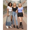 image:imageMANGOPOP Womens Scoop Neck Slim Fitted Short Sleeve Double Lined T Shirt Tight Basic Tops Y2K TeeVery Peri