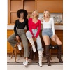 image:imageMANGOPOP Womens T Shirt Sweetheart V Neck Long Sleeve Short Sleeve Basic Tight Tops TeeA1 Long Sleeve White