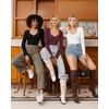 image:imageMANGOPOP Womens T Shirt Sweetheart V Neck Long Sleeve Short Sleeve Basic Tight Tops TeeLong Sleeve Burgundy