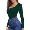 image:imageMANGOPOP Womens T Shirt Sweetheart V Neck Long Sleeve Short Sleeve Basic Tight Tops TeeLong Sleeve Deep Green