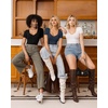 image:imageMANGOPOP Womens T Shirt Sweetheart V Neck Long Sleeve Short Sleeve Basic Tight Tops TeeShort Sleeve Deep Blue
