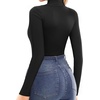 image:imageMANGOPOP Womens Turtleneck Mock Neck Shirt Double Lined Long Sleeve Short Sleeve Tops for Women Basic T Shirts Tight Tee03 Long Sleeve Black