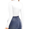 image:imageMANGOPOP Womens Turtleneck Mock Neck Shirt Double Lined Long Sleeve Short Sleeve Tops for Women Basic T Shirts Tight Tee04 Long Sleeve White