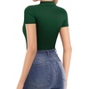 image:imageMANGOPOP Womens Turtleneck Mock Neck Shirt Double Lined Long Sleeve Short Sleeve Tops for Women Basic T Shirts Tight Tee08 Short Sleeve Deep Green