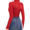 image:imageMANGOPOP Womens Turtleneck Mock Neck Shirt Double Lined Long Sleeve Short Sleeve Tops for Women Basic T Shirts Tight Tee09 Long Sleeve Red