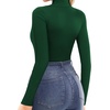 image:imageMANGOPOP Womens Turtleneck Mock Neck Shirt Double Lined Long Sleeve Short Sleeve Tops for Women Basic T Shirts Tight Tee10 Long Sleeve Deep Green
