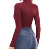 image:imageMANGOPOP Womens Turtleneck Mock Neck Shirt Double Lined Long Sleeve Short Sleeve Tops for Women Basic T Shirts Tight Tee11 Long Sleeve Burgundy