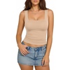 image:imageMANGOPOP Double Lined Tank Tops for Women Sleeveless Square Neck Shirts Basic Summer Tops 2025Clay