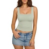 image:imageMANGOPOP Double Lined Tank Tops for Women Sleeveless Square Neck Shirts Basic Summer Tops 2025Misty Jade