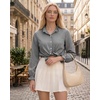 image:imageMANGOPOP Button Down Shirts for Women Long Sleeve Plaid Shirts Ruffle Blouses Business Casual Gingham Tops 2026 Trendy OutfitAblack