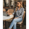 image:imageMANGOPOP Button Down Shirts for Women Long Sleeve Plaid Shirts Ruffle Blouses Business Casual Gingham Tops 2026 Trendy OutfitAblack
