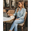 image:imageMANGOPOP Button Down Shirts for Women Long Sleeve Plaid Shirts Ruffle Blouses Business Casual Gingham Tops 2026 Trendy OutfitBlue
