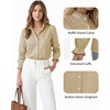 image:imageMANGOPOP Button Down Shirts for Women Long Sleeve Plaid Shirts Ruffle Blouses Business Casual Gingham Tops 2026 Trendy OutfitKhaki