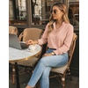 image:imageMANGOPOP Button Down Shirts for Women Long Sleeve Plaid Shirts Ruffle Blouses Business Casual Gingham Tops 2026 Trendy OutfitPink