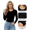 image:imageMANGOPOP Round Neck Long Sleeve Short Sleeve Bodysuits for Women Basic Body Suit Shirts Tops02 Long Sleeve Black