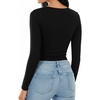 image:imageMANGOPOP Round Neck Long Sleeve Short Sleeve Bodysuits for Women Basic Body Suit Shirts Tops02 Long Sleeve Black