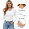 image:imageMANGOPOP Round Neck Long Sleeve Short Sleeve Bodysuits for Women Basic Body Suit Shirts Tops02 Long Sleeve White