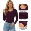 image:imageMANGOPOP Round Neck Long Sleeve Short Sleeve Bodysuits for Women Basic Body Suit Shirts TopsLong Sleeve Burgundy