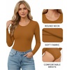 image:imageMANGOPOP Round Neck Long Sleeve Short Sleeve Bodysuits for Women Basic Body Suit Shirts TopsLong Sleeve Camel