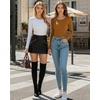 image:imageMANGOPOP Round Neck Long Sleeve Short Sleeve Bodysuits for Women Basic Body Suit Shirts TopsLong Sleeve Camel