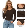 image:imageMANGOPOP Round Neck Long Sleeve Short Sleeve Bodysuits for Women Basic Body Suit Shirts TopsLong Sleeve Coffee