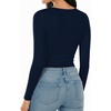 image:imageMANGOPOP Round Neck Long Sleeve Short Sleeve Bodysuits for Women Basic Body Suit Shirts TopsLong Sleeve Deep Blue