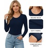 image:imageMANGOPOP Round Neck Long Sleeve Short Sleeve Bodysuits for Women Basic Body Suit Shirts TopsLong Sleeve Deep Blue