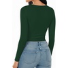 image:imageMANGOPOP Round Neck Long Sleeve Short Sleeve Bodysuits for Women Basic Body Suit Shirts TopsLong Sleeve Deep Green