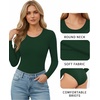image:imageMANGOPOP Round Neck Long Sleeve Short Sleeve Bodysuits for Women Basic Body Suit Shirts TopsLong Sleeve Deep Green