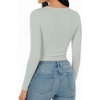 image:imageMANGOPOP Round Neck Long Sleeve Short Sleeve Bodysuits for Women Basic Body Suit Shirts TopsLong Sleeve Elephant Grey