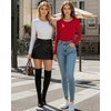 image:imageMANGOPOP Round Neck Long Sleeve Short Sleeve Bodysuits for Women Basic Body Suit Shirts TopsLong Sleeve Red