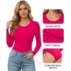 image:imageMANGOPOP Round Neck Long Sleeve Short Sleeve Bodysuits for Women Basic Body Suit Shirts TopsLong Sleeve Rose Pink