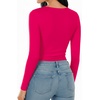image:imageMANGOPOP Round Neck Long Sleeve Short Sleeve Bodysuits for Women Basic Body Suit Shirts TopsLong Sleeve Rose Pink
