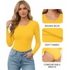 image:imageMANGOPOP Round Neck Long Sleeve Short Sleeve Bodysuits for Women Basic Body Suit Shirts TopsLong Sleeve Yellow